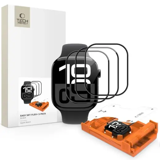SZKŁO HYBRYDOWE TECH-PROTECT EASY SET FLEX+ 3-PACK APPLE WATCH 10 | 11 (46 MM) BLACK