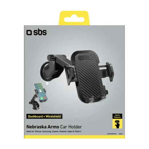 Telescopic car holder with suction cup Black Photo