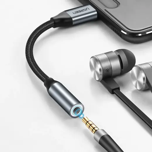 Ugreen 3,5 mm mini jack uz USB Type C austiņu adapteris 10cm pelēks (30632) Foto 3