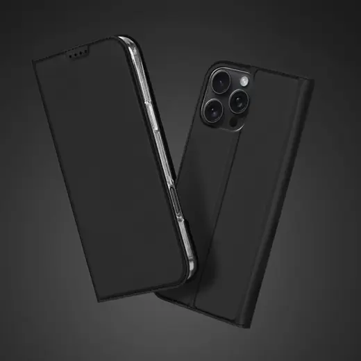 Dux Ducis Skin Pro iPhone 16 Pro Max Case with Flip and Card Slot - Black Foto 10