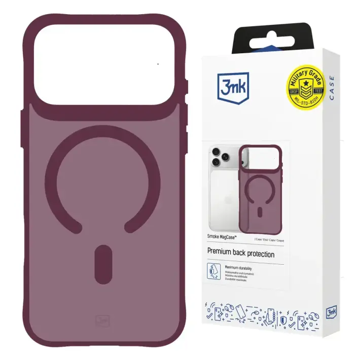 Apple iPhone 17 Pro/ 18 Pro - 3mk Smoke MagCase Burgundy