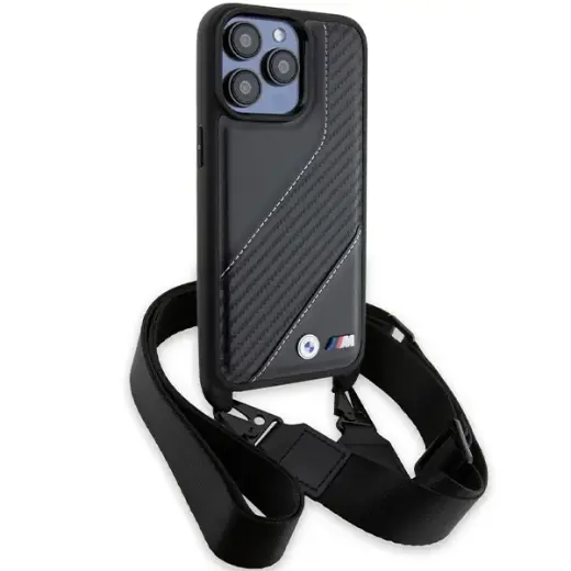 BMW BMHCP15L23PSCCK iPhone 15 Pro 6.1" czarny|black hardcase M Edition Carbon Stripe & Strap Фото num