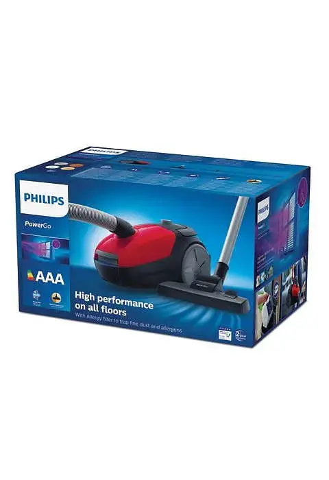 PHILIPS PowerGo putekļsūcējs ar maisiņu, 900 W (sarkans) Photo