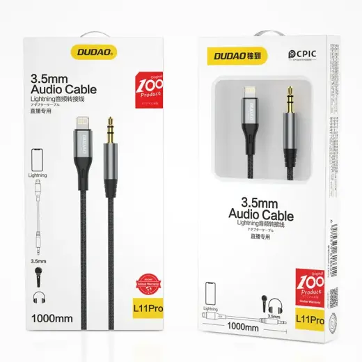 Dudao audio cable Lightning - mini jack 3.5mm gray (L11PRO) Foto 5