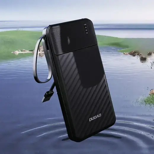 Dudao K11 10000mAh Powerbank with Built-in Cables - Black Foto 5