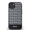DKNY PU Leather Repeat Pattern Bottom Stripe MagSafe Case for iPhone 14 Black — Photo 1