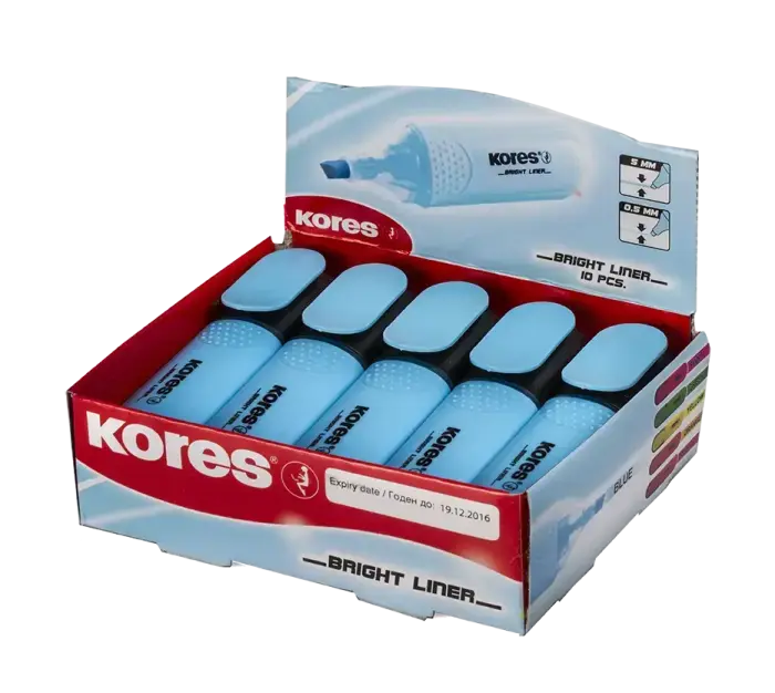 Teksta marķieris KORES BRIGHT LINER zils Foto 5