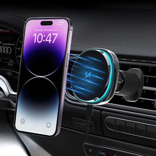 Wozinsky WCT5-Q6S2Y Car Holder with Qi|MagSafe 15W Inductive Charger for Ventilation Grill with Fan - Black Foto 4
