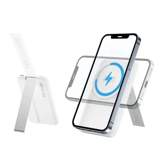 Forever MACS-100 magnetic wireless charging station with power bank white 5in1 Фото num