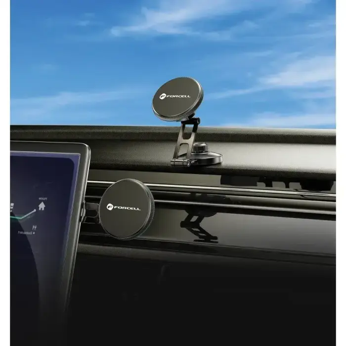Magnetic car phone holder compatible with Magsafe Forcell F-Grip IronSecure windshield / dashboard black Photo