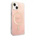 Zestaw Guess GUBPP14SH4EACSP Case+  Charger iPhone 14 | 15 | 13 6,1" różowy|pink hard case 4G Print MagSafe Фото num
