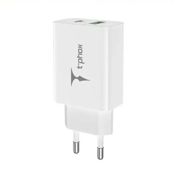 Зарядное устройство T-Phox Speedy | 20W | PD, QC | USB-C, USB-A | белое