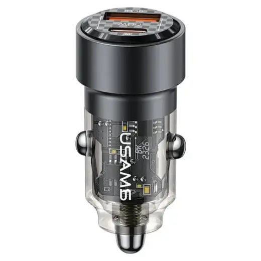 USAMS C39 CC208 automašīnas lādētājs | 60W | USB-A, USB-C | melns Foto 1