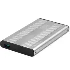 Qoltec Aluminium External Hard Drive Case HDD SSD 2.5'' SATA3 | USB 3.0 | Silver Photo