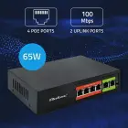 Qoltec FAST Ethernet PoE SWITCH | 4x RJ45 PoE | 2x RJ45 Uplink | 65W | 10/100 Mb/s Foto 3