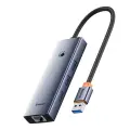 Hub Baseus UltraJoy Series Lite 4-Port (USB to USB 3.0*3+RJ45*1+USB-C 5V) (gray) Foto 2