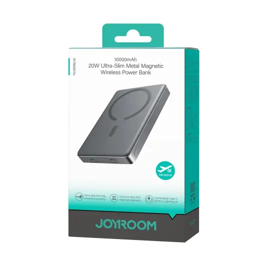 Joyroom JR-PBM08 Pro ārējais akumulators (powerbank) | 10000 mAh | 20W | Lightning, USB-C, Bezvadu, MagSafe | pelēks Foto 8
