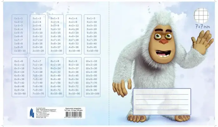 Burtnīca TECHNOINFORM, A5 formāts, 12 lapas, 80 g/m2, rūtiņu, 1.un 2. klasei Foto 3