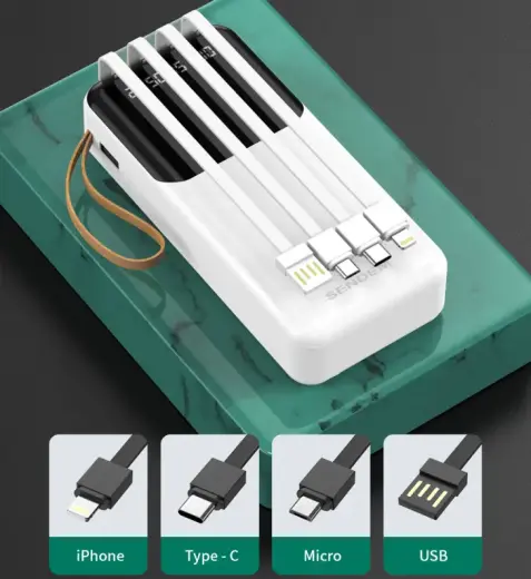 SENDEM P402 ārējais akumulators (powerbank) | 20000 mAh | 12W | USB-C, Lightning, Micro USB, USB-A | melns Foto 2