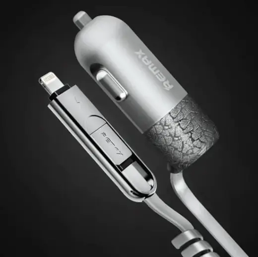 Зарядка для автомобиля REMAX Finchy RCC-103 | 17W | USB-A, Lightning, MicroUSB | с кабелем Lightning + MicroUSB в комплекте | серебристая Фото num