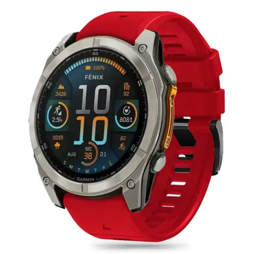 Tech-Protect Silicone Line Strap for Garmin Fenix 5X | 5X Plus | 6X | 6X Pro | 7X | 8 (51 mm) - Red Фото num