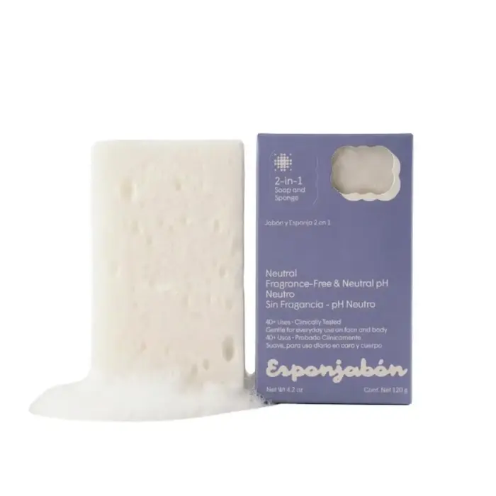 Esponjabon, Neutral, Fragrance-Free, Cleansing & Exfoliating, Massage Soap Bar, Face & Body, 120 g