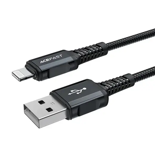 Acefast C4-02 провод для передачи данных и зарядки | MFI | USB-A на Lightning | 12W | 1.2m | черный Фото num