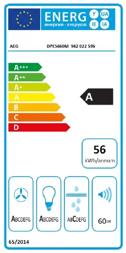 AEG izvelkams tvaika nosūcējs (iebūv.), 60 cm Photo