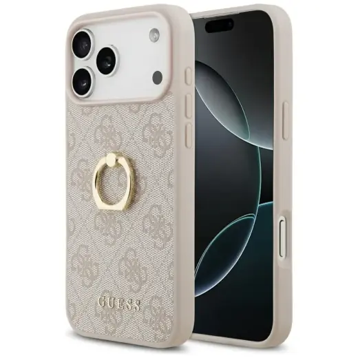 Guess 4G Ring Stand чехол с подставкой для телефона iPhone 17 Pro Max розовый