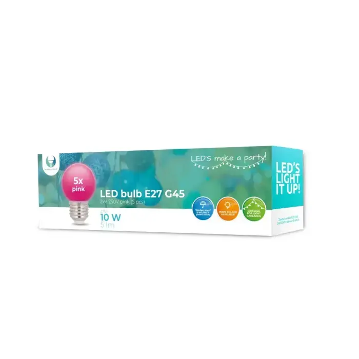 LED Bulb E27 G45 2W 230V pink 5pcs Forever Light
