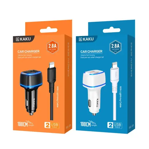 KAKU Car Charger KSC-528 Shengyu - 2xUSB - 2,8A with USB to Lightning black Foto 4
