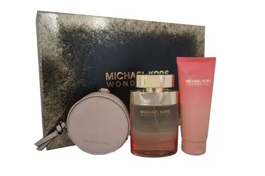 Set Michael Kors: Wonderlust, Eau De Parfum, For Women, 100 ml + Wonderlust, Moisturizing, Body Lotion, 100 ml + Wonderlust, GWP Textile Pouch, Pink