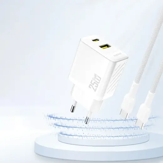 Dudao A26T travel charger | 25W | GaN | USB-C, USB-A | white Photo