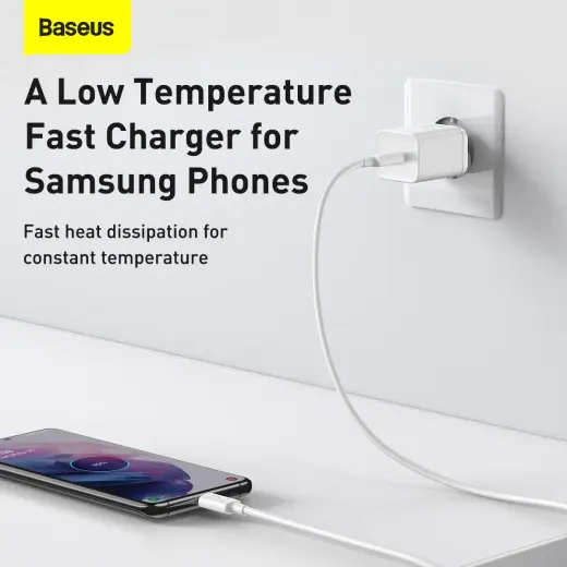 Baseus Super Si зарядное устройство | 25W | USB-C | с проводом USB-C на USB-C в комплекте | белое Фото num