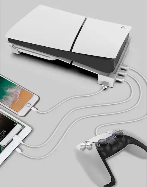 iPega P5S008 Horizontal Stand with USB HUB for PS5 Slim/PS5 Pro White Фото num