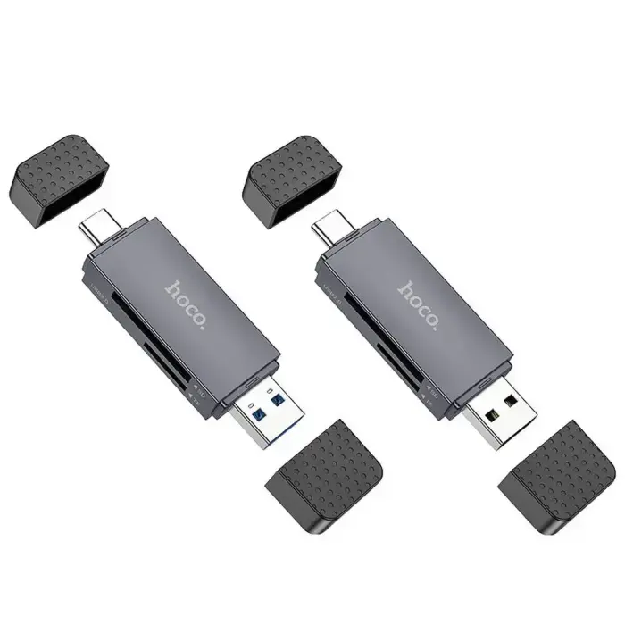 Card reader SD / TF Hoco USB A / USB C 2.0 metal gray Foto 10