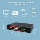 Qoltec Fast Ethernet PoE SWITCH | 16x RJ45 10/100 Mb/s |  2x RJ45 Uplink 1000 Mb/s | 1x SFP 1000 Mb/s Foto 2