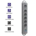 Qoltec Surge protector | 6 sockets | 5m | Grey — Фото 4