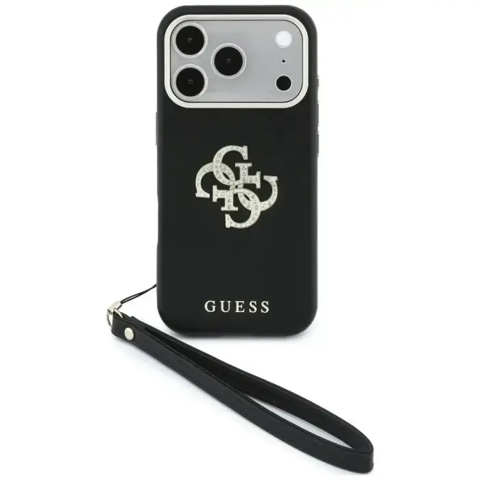 Guess Smooth & Big Strass Logo & Strap Case for iPhone 18 Pro / 17 Pro – Black