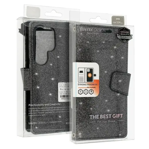 Glitter Magsafe Book Case for Samsung Galaxy S24 Plus black