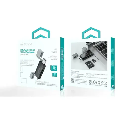 Devia card reader 2in1 EL239 USB/USB-C 2.0 black Foto 7