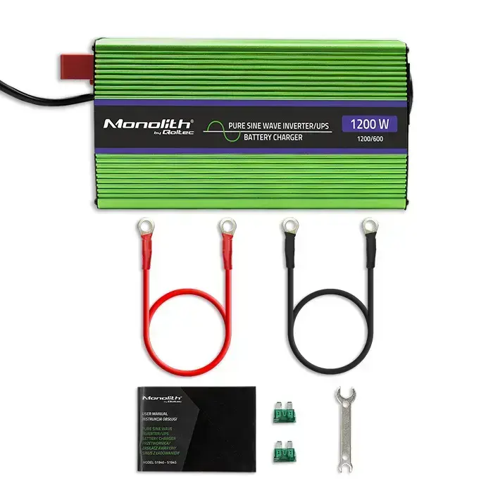 Qoltec Pure Sine Wave Inverter Monolith | battery charger | UPS | 600W | 1200W | 12V to 230V Foto 6
