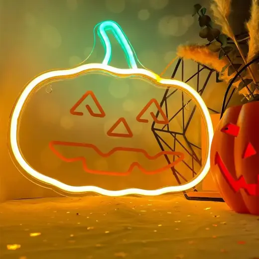 Neon PLEXI LED PUMPKIN WITH STEM orange green NNE13 Neolia Foto 3