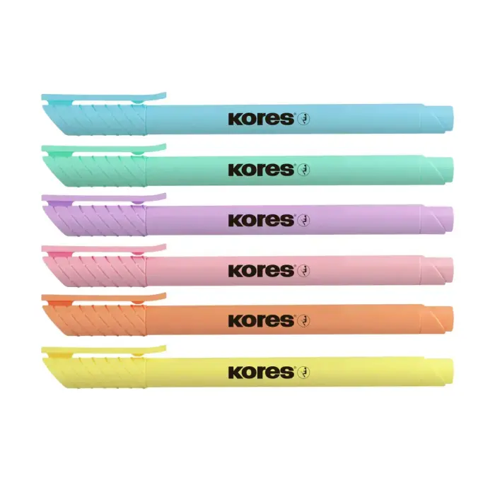 Teksta marķieri KORES HIGH LINER PASTEL, komplekts - 6 krāsas Foto 3