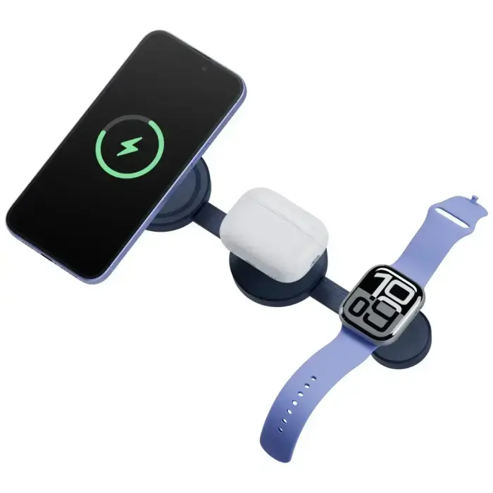 Wireless charger Bazic GoMag Trio 2 3in1 15W magnetic for iPhone/Watch/AirPods blue Фото num
