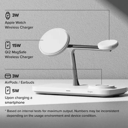 RINGKE 3IN1 QI2 MAGNETIC MAGSAFE WIRELESS CHARGER WHITE Фото num
