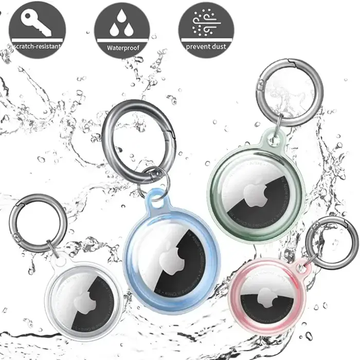Apple AirTag waterproof case - transparent, green, blue, pink - 4 pieces Фото num