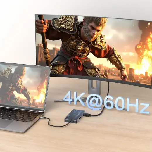 USB-C Hub 14 in 1 Wozinsky WDS03Y5S Multifunctional, Aluminum, for 3 Monitors, with 15 cm Cable - Gray Фото num