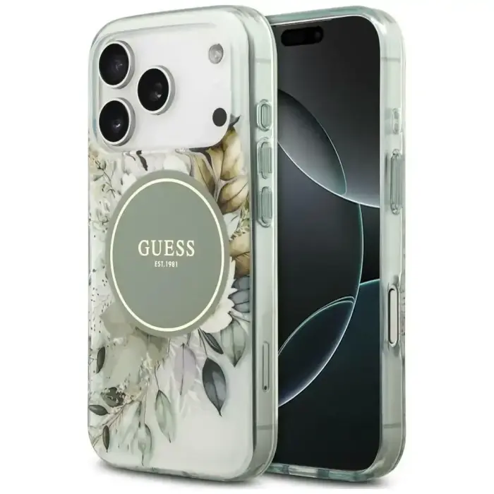 Case Guess IML Flower & Tonal Circle MagSafe for iPhone 18 Pro Max / 17 Pro Max green