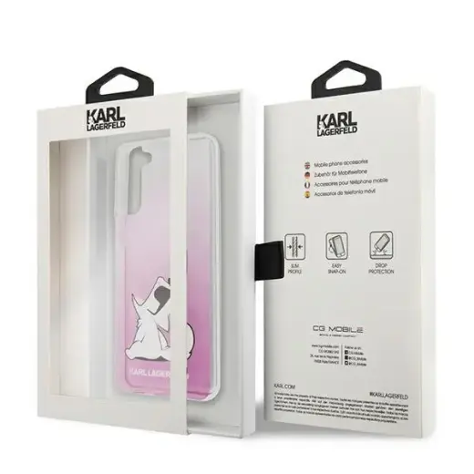 KLHCS21MCFNRCPI Karl Lagerfeld PC|TPU Choupette Eats Cover for Samsung Galaxy S21+ Gradient Pink Фото num